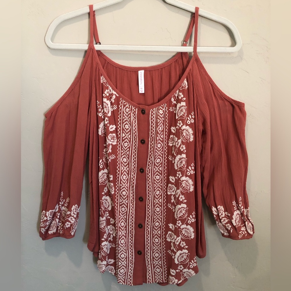 Xhiliration Open Shoulder 3/4 Length Sleeve